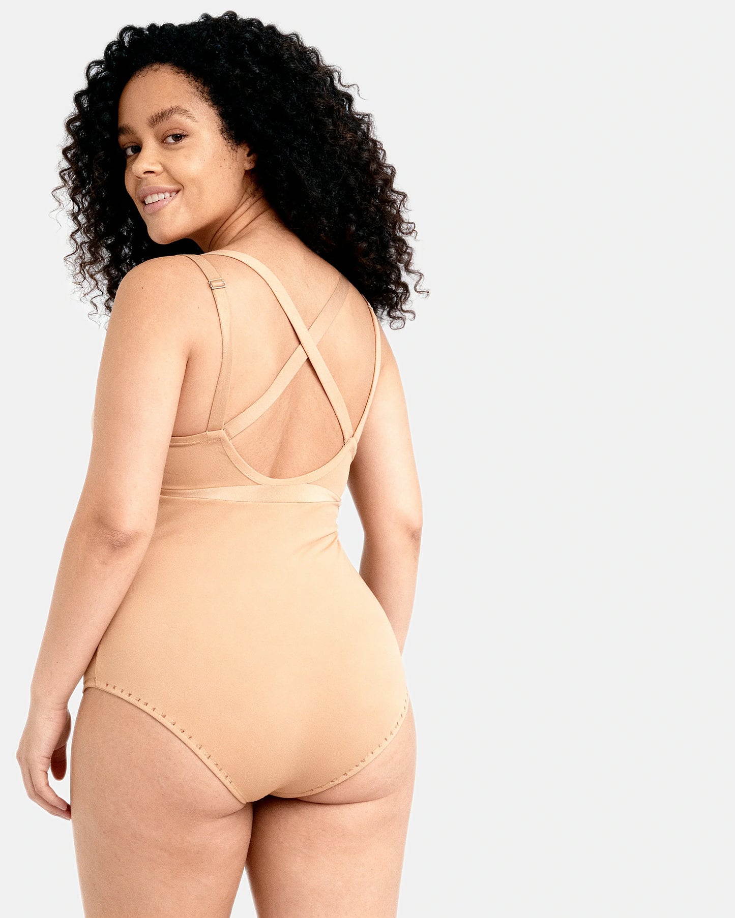 women's sculpting cross-front cami shapewear bodysuit Sand — Wear Rose