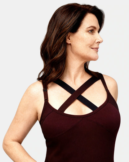 built in bra support tank Aubergine — Wear Rose