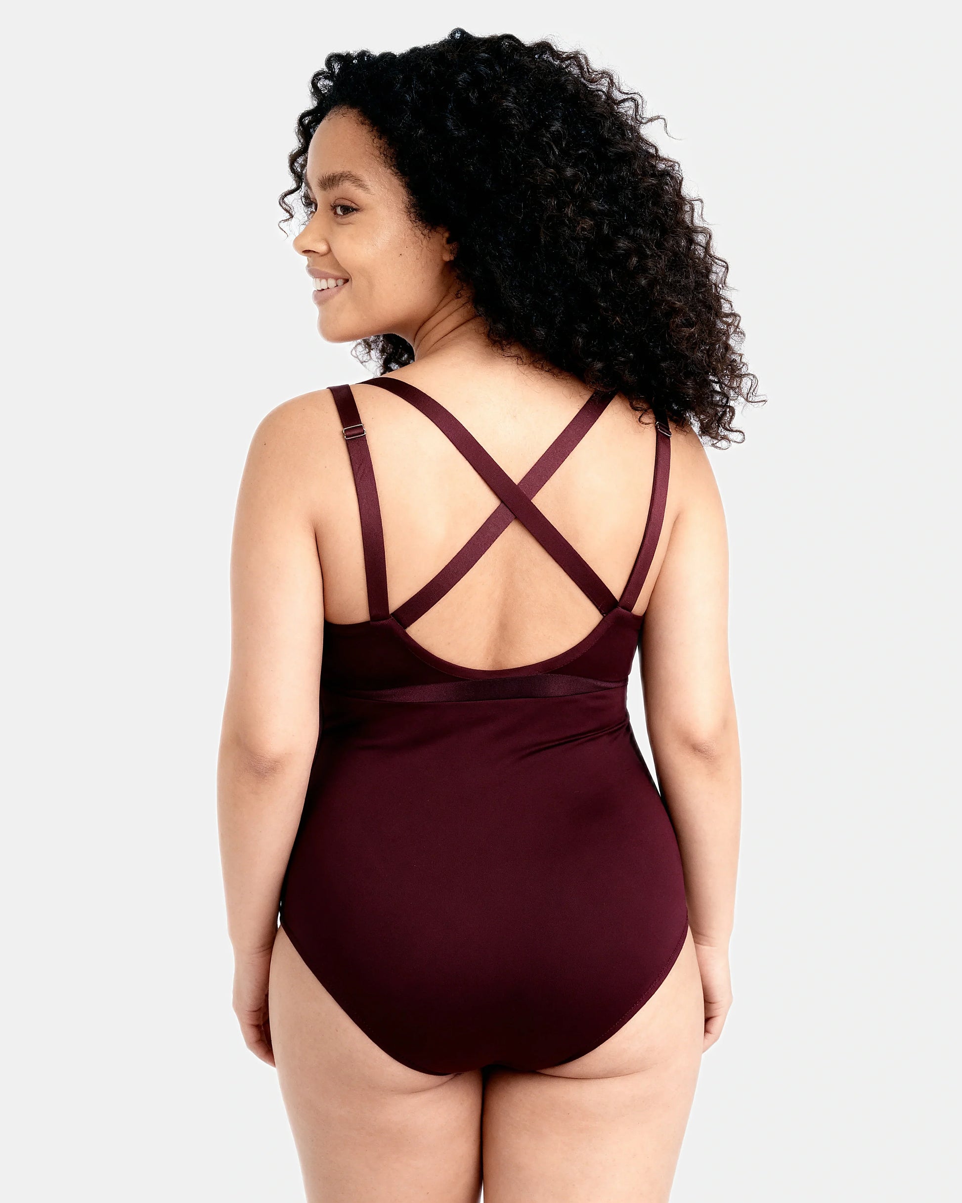 cross front cami bodysuit Plum — Wear Rose