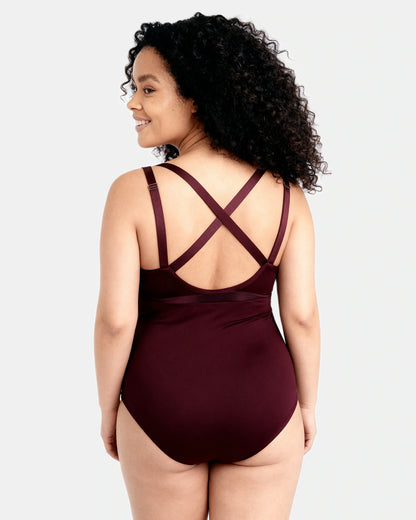 cross front cami bodysuit Plum — Wear Rose