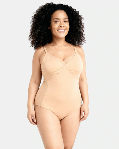cross front cami bodysuit Sand — Wear Rose