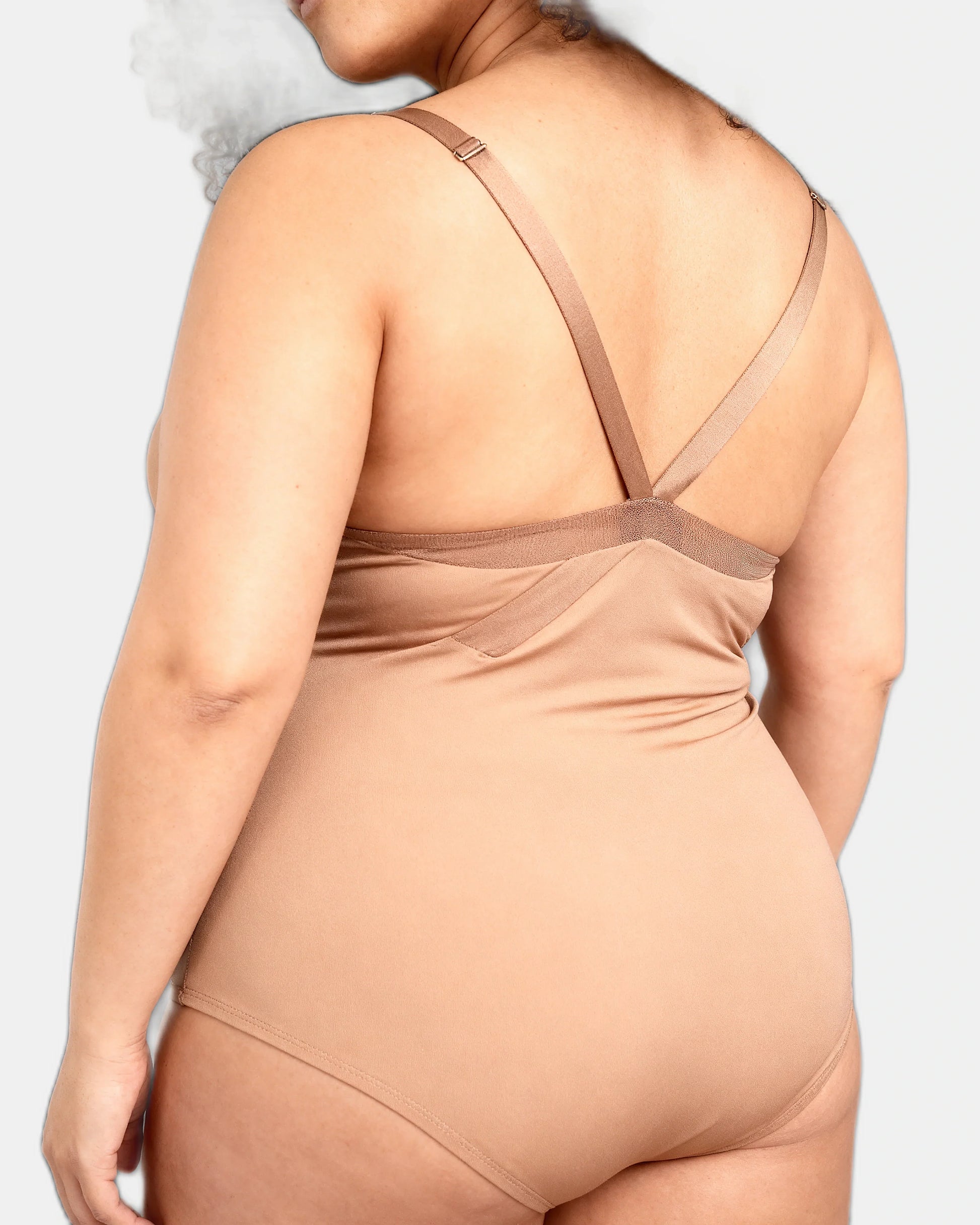 cross front cami bodysuit Taupe — Wear Rose