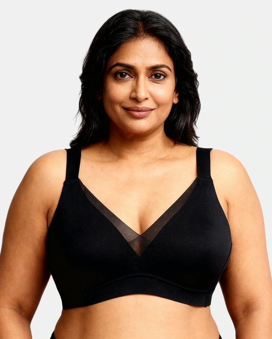 cross front v neck bra Black — Wear Rose