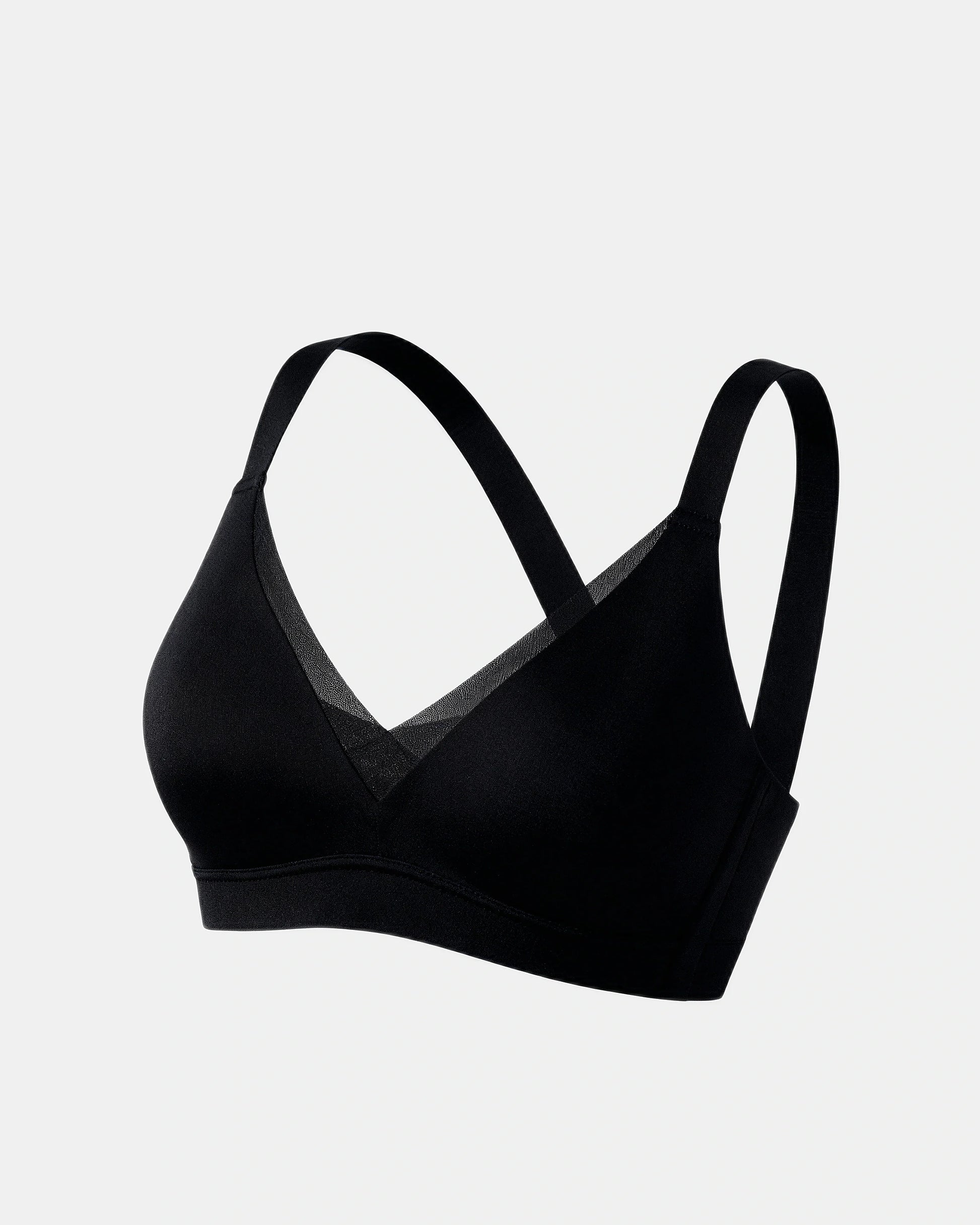 cross front v neck bra Black — Wear Rose