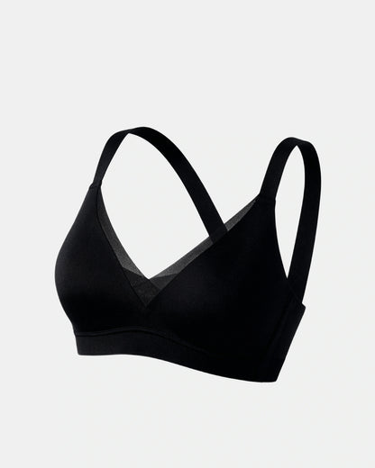 cross front v neck bra Black — Wear Rose