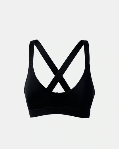 cross front v neck bra Black — Wear Rose