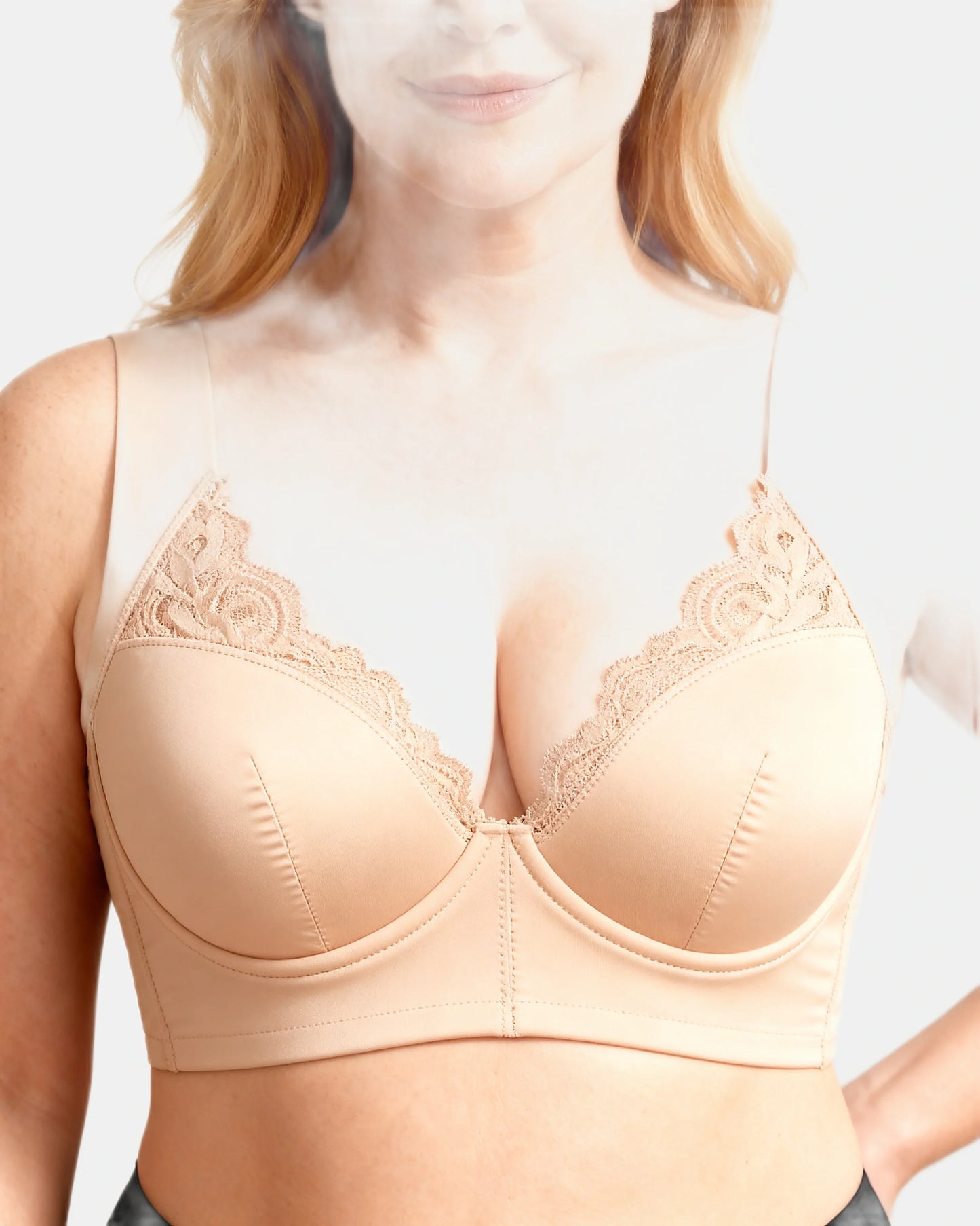 front closure lace bra Beige — Wear Rose