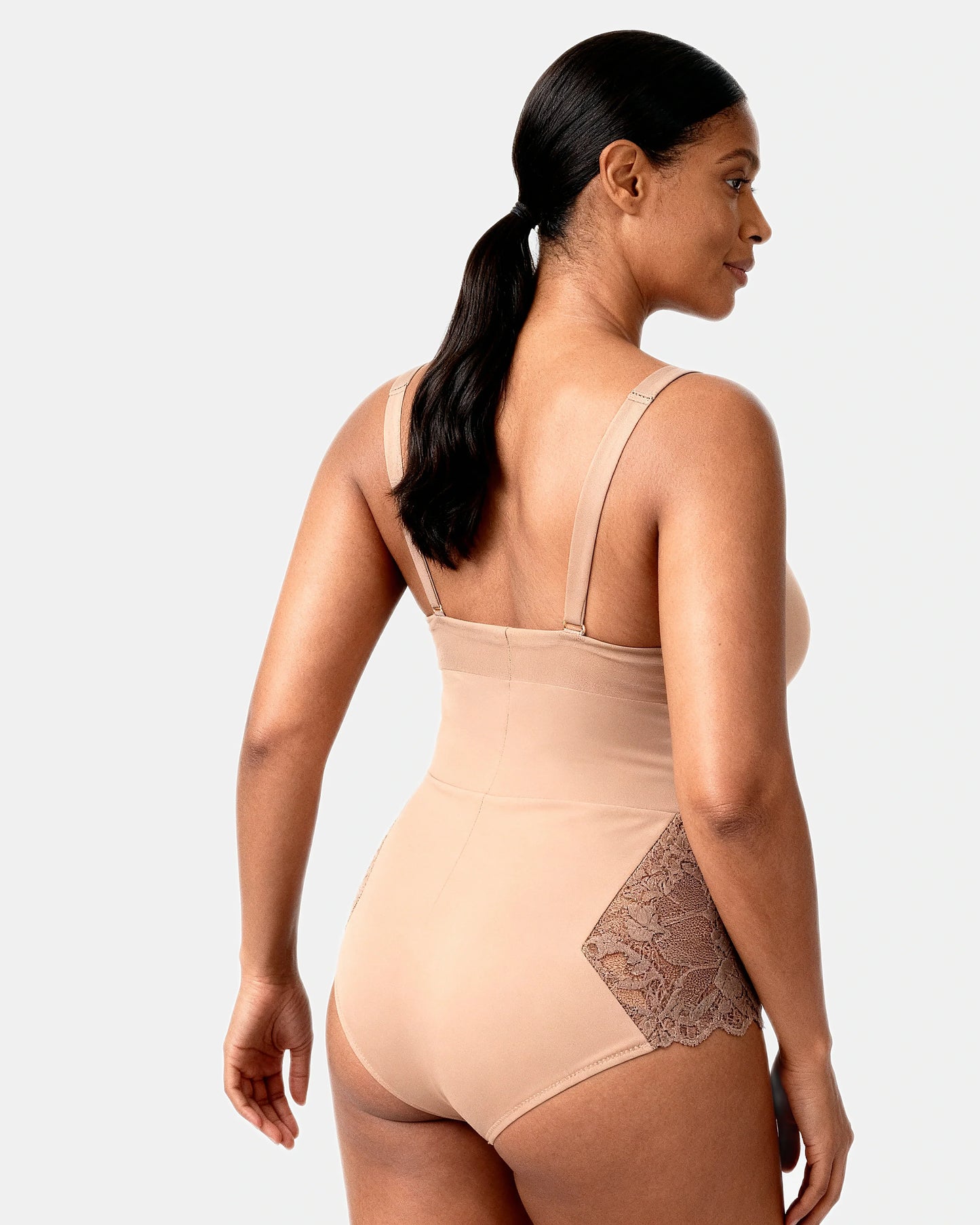 lace trim brief Taupe — Wear Rose