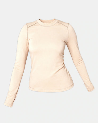 long sleeve baby tee Beige — Wear Rose