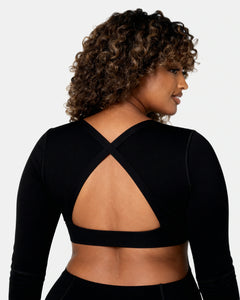 Women's Built in Bra Tops Long Sleeve Baby Tee VIP
