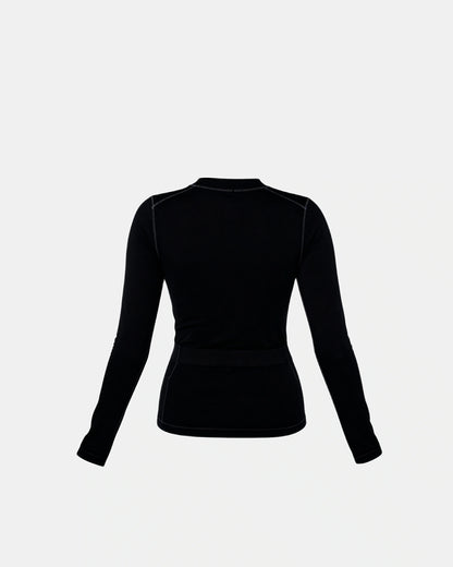 long sleeve baby tee Black — Wear Rose