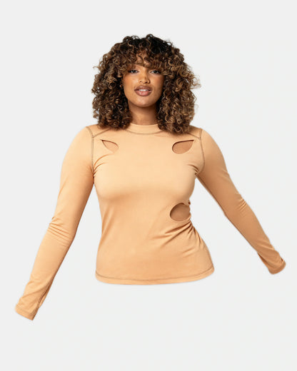 long sleeve baby tee Nude — Wear Rose