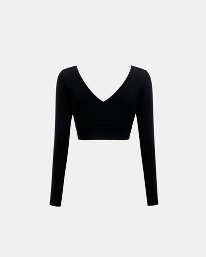 long sleeve ruched bodysuit Black — Wear Rose