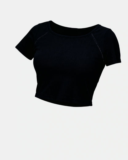 square neck ribbed tank Black — Wear Rose
