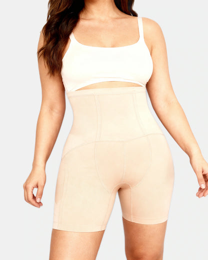 ultra high waisted bbl shorts Beige — Wear Rose