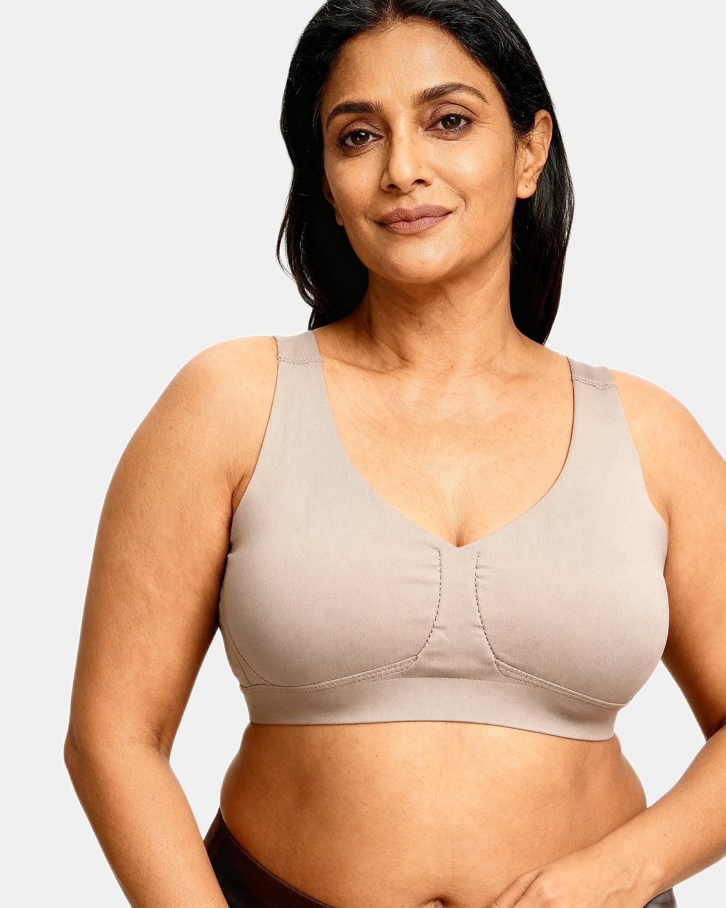 v neck wireless support bra Moon Grey — Wear Rose