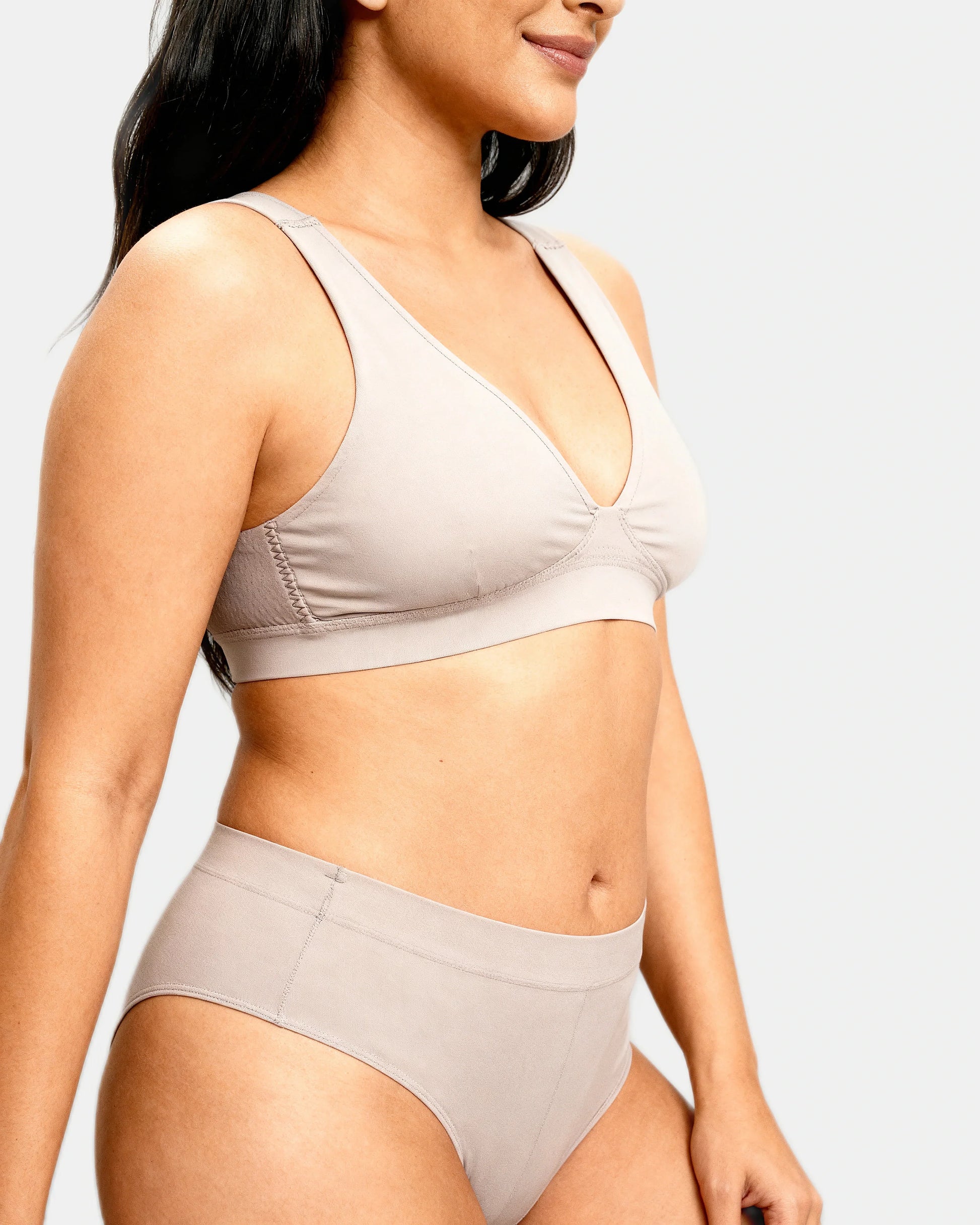 v neck wireless support bra Moon Grey — Wear Rose