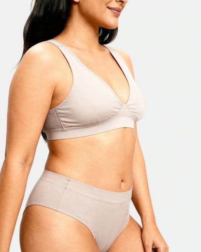 v neck wireless support bra Moon Grey — Wear Rose