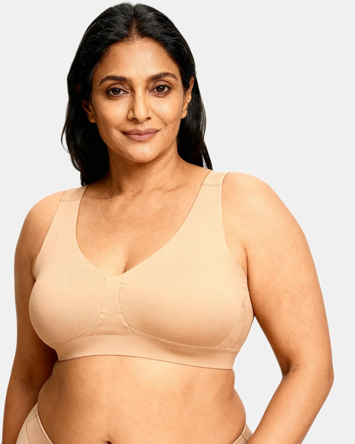 v neck wireless support bra Sand — Wear Rose
