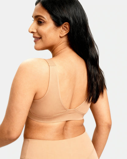 v neck wireless support bra Sand — Wear Rose