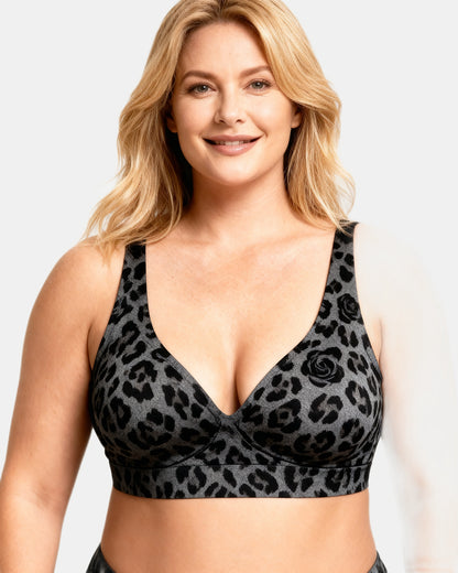 solid color portable home bra Gray Leopard — Wear Rose