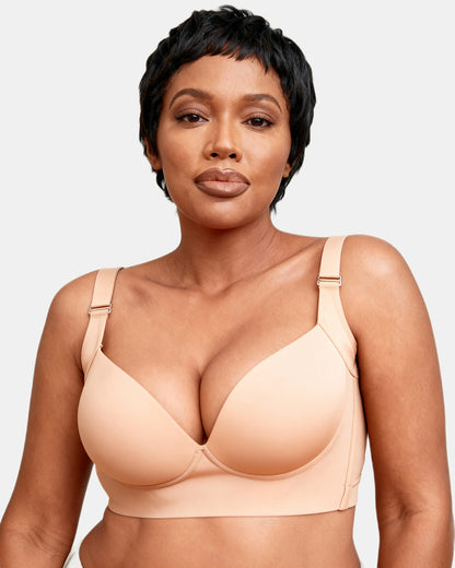 women's wireless bra seamless gathered longline vest Beige — Wear Rose