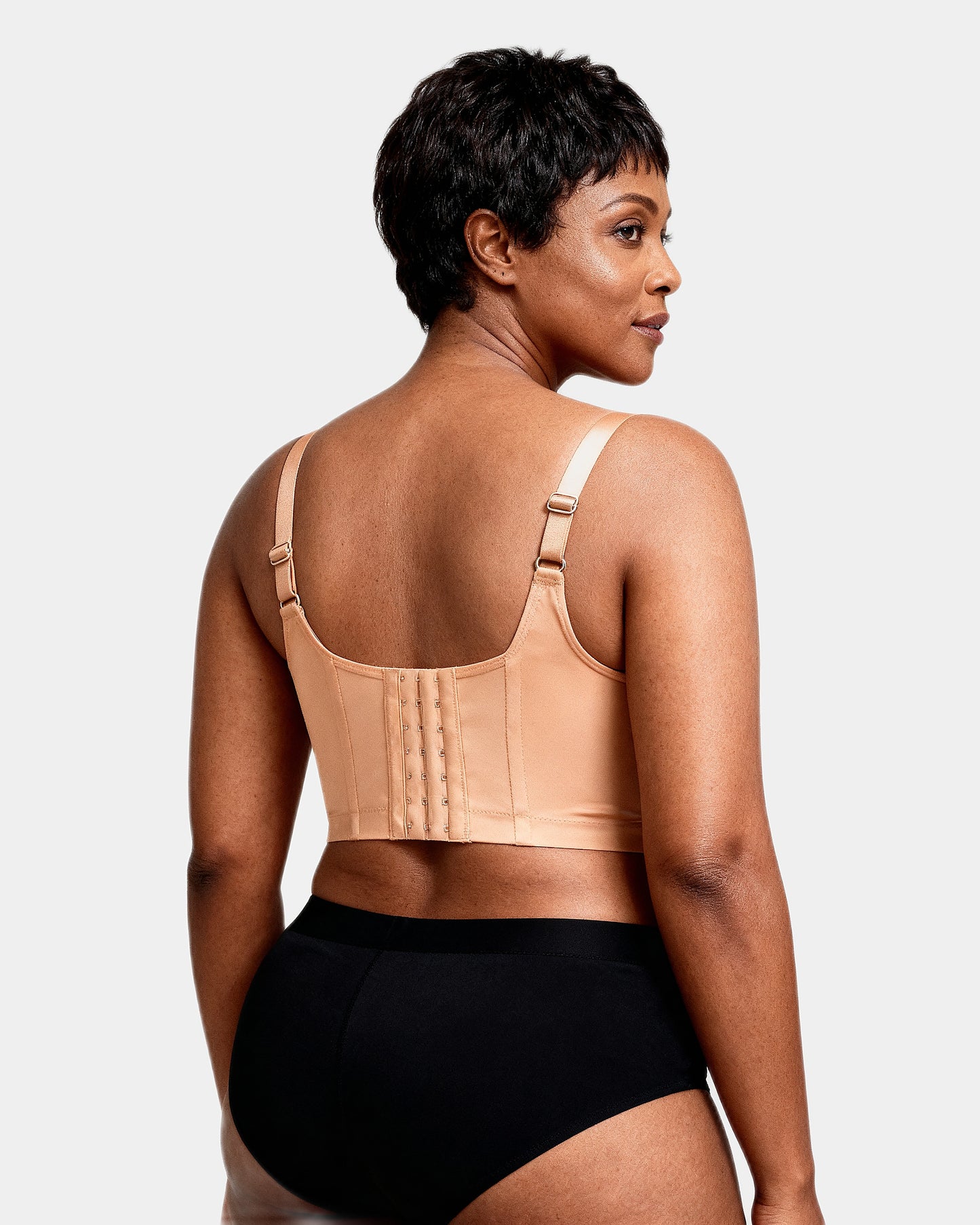 women's wireless bra seamless gathered longline vest Beige — Wear Rose