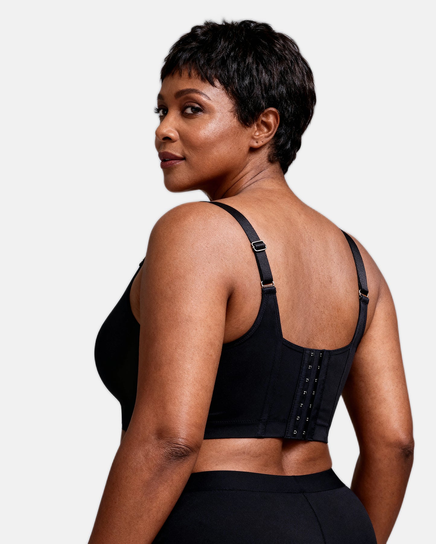 women's wireless bra seamless gathered longline vest Black — Wear Rose