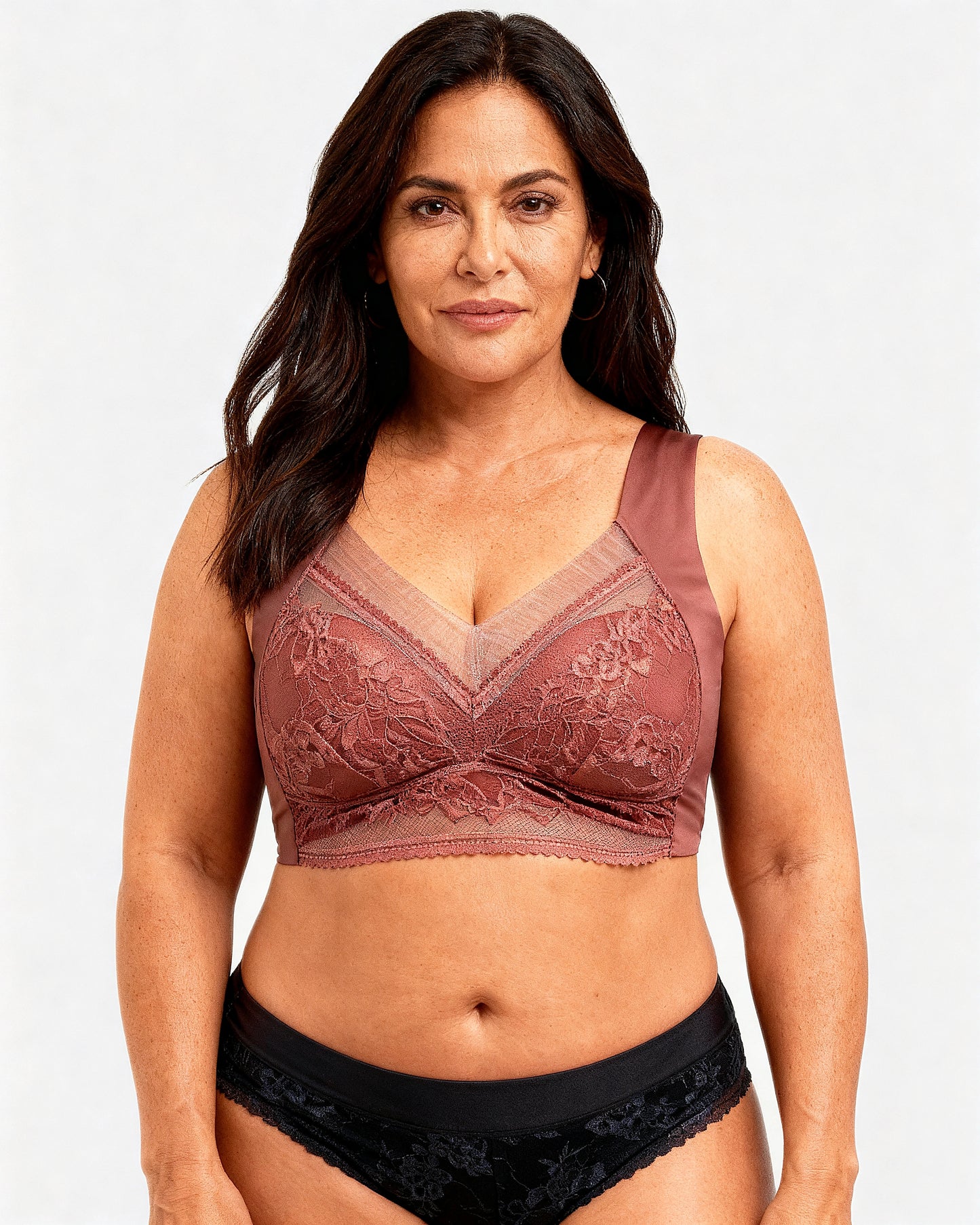 women's wireless push up lace longline bra Pink — Wear Rose