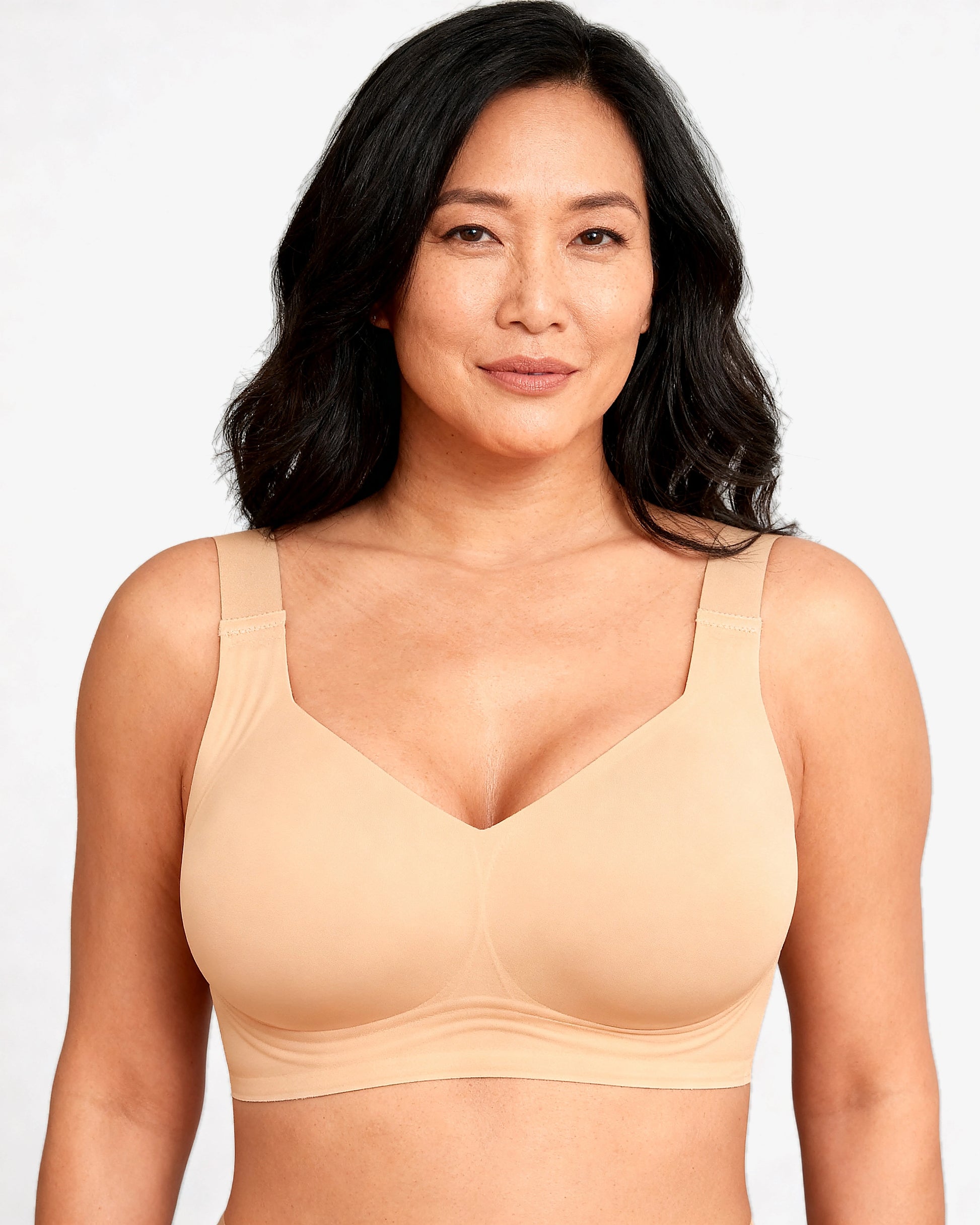 women's wireless seamless full coverage t-shirt bra Beige — Wear Rose