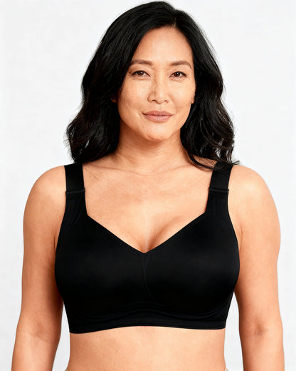 women's wireless seamless full coverage t-shirt bra Black — Wear Rose