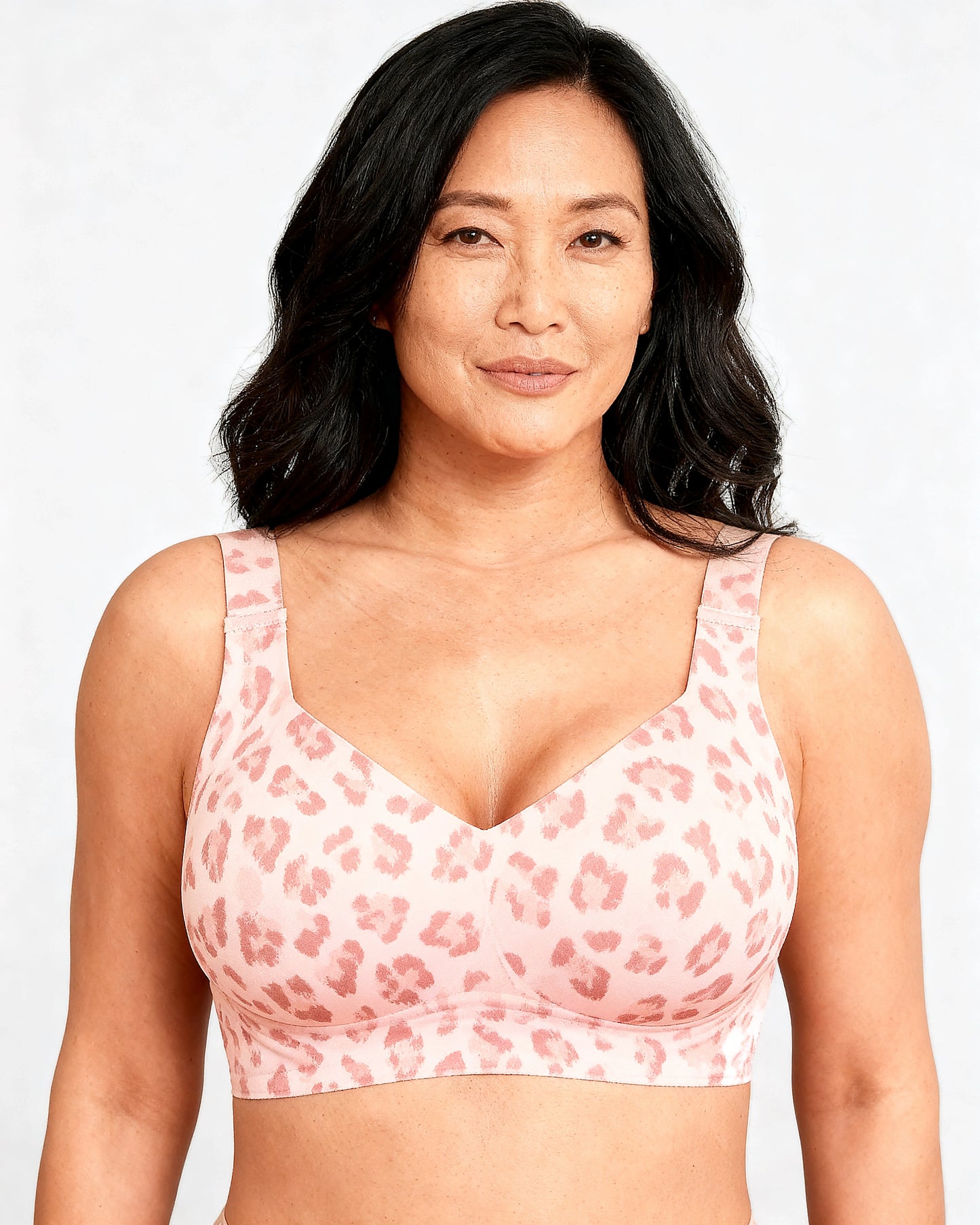women's wireless seamless full coverage t-shirt bra Pink Leopard — Wear Rose