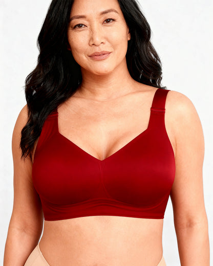women's wireless seamless full coverage t-shirt bra Red — Wear Rose