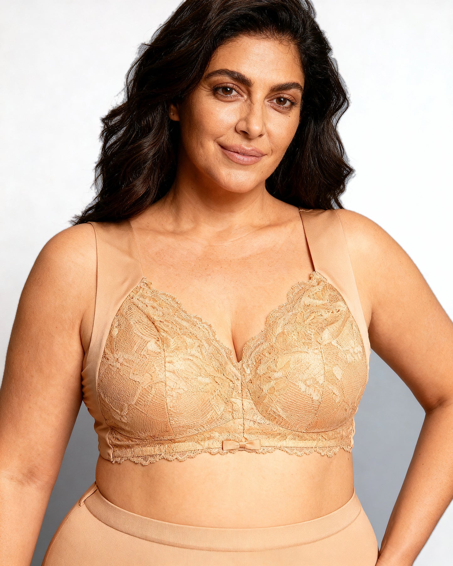 women's wireless lace front-closure bra Beige — Wear Rose