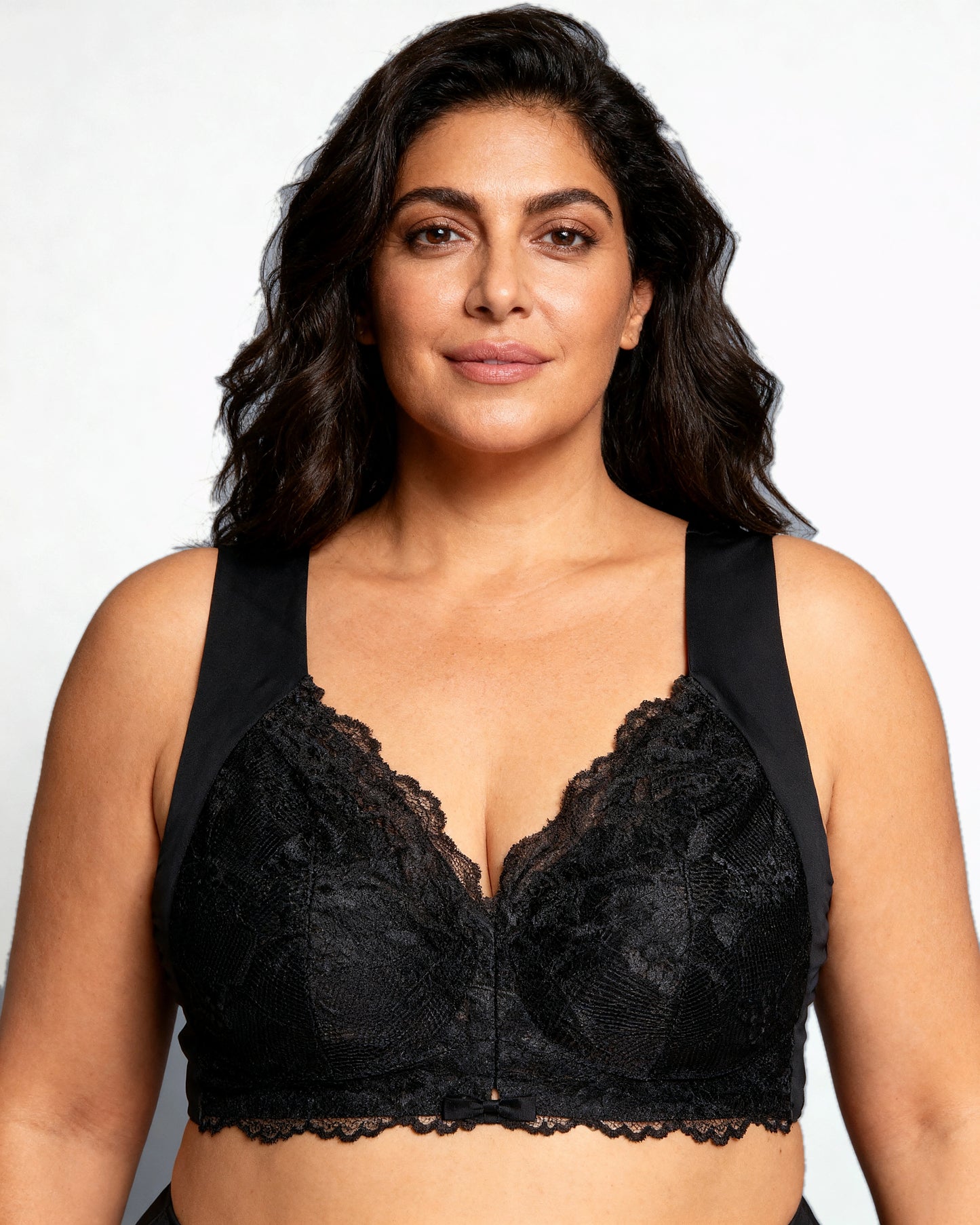 women's wireless lace front-closure bra Black — Wear Rose
