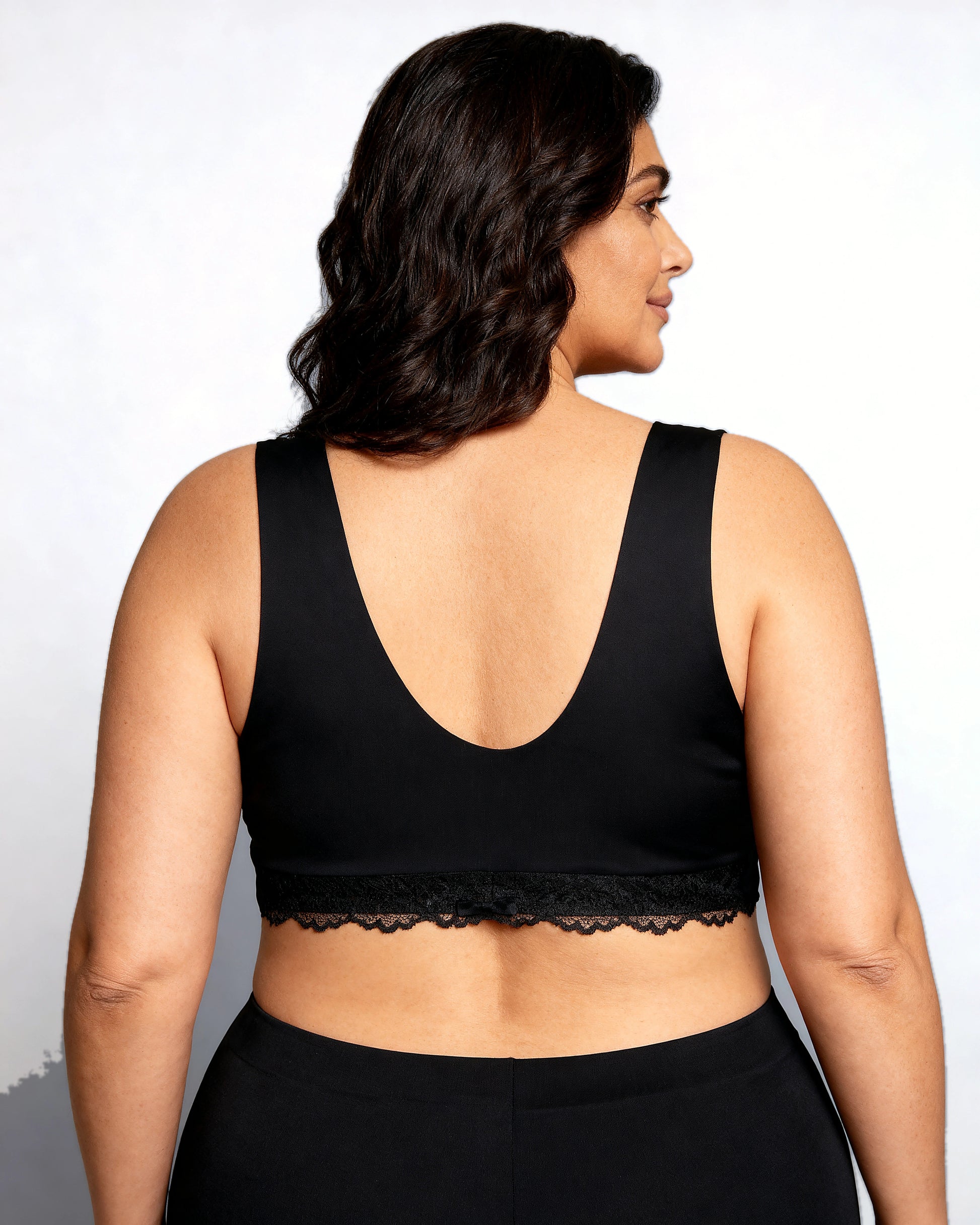 women's wireless lace front-closure bra Black — Wear Rose