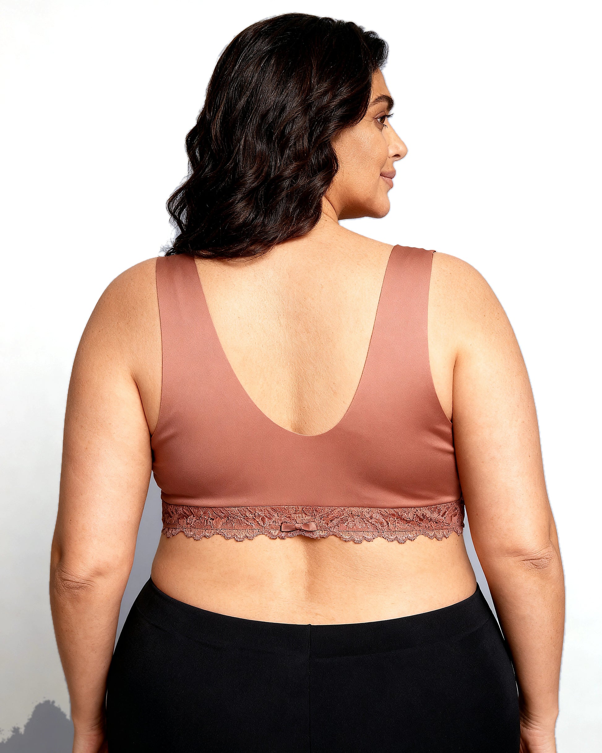 women's wireless lace front-closure bra Rose Brown — Wear Rose