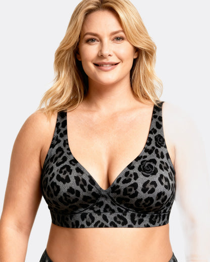 women's wireless seamless t-shirt bra Gray Leopard — Wear Rose