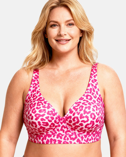 women's wireless seamless t-shirt bra Pink Leopard — Wear Rose